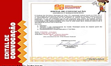 SINDICATO DOS SERVIDORES DO CRATO CONVOCA SERVIDORES PARA ASSEMBLÉIA GERAL